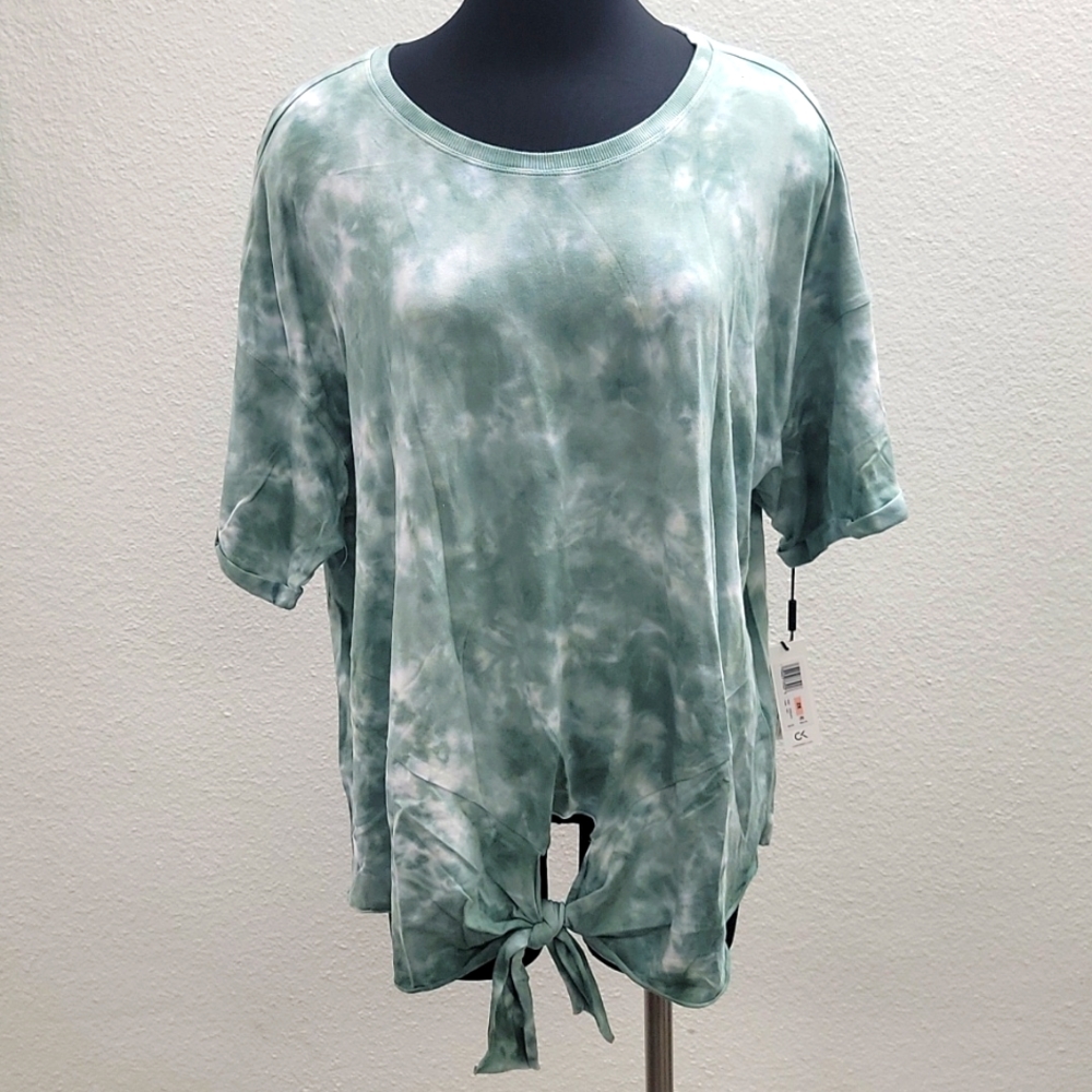 Calvin Klein Performance Sunburst Tie-Dyed Tie-Front Top - Size 2X